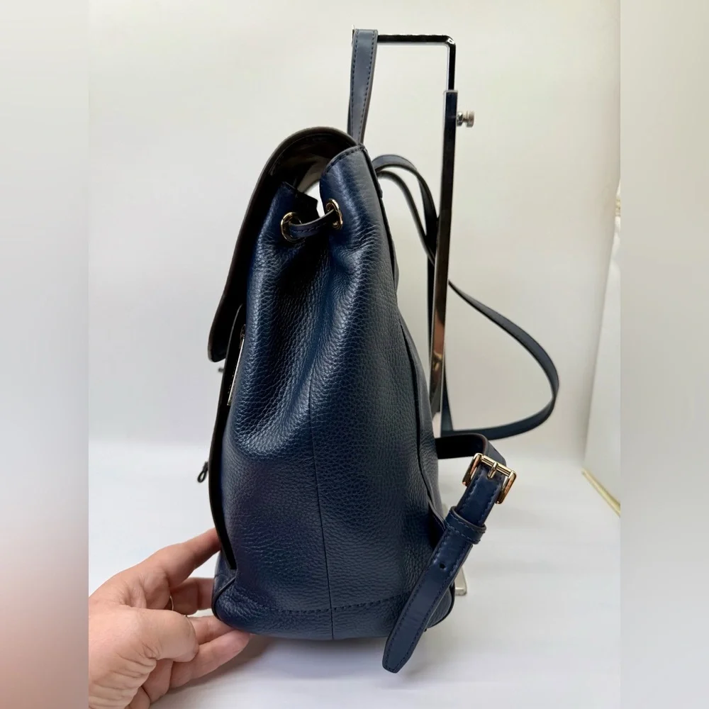 Michael Kors‎ Pebbled Leather Backpack – Navy Blue - Picture 2 of 8